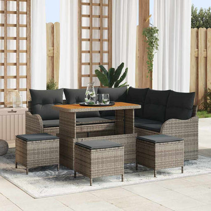 Tuin Sofa Set met kussen met opslag met kussen 9 pcs Grijs