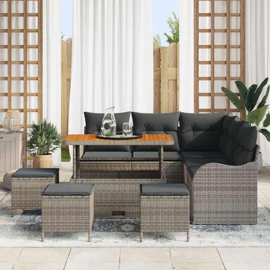 Tuin Sofa Set met kussen met opslag met kussen 9 pcs Grijs