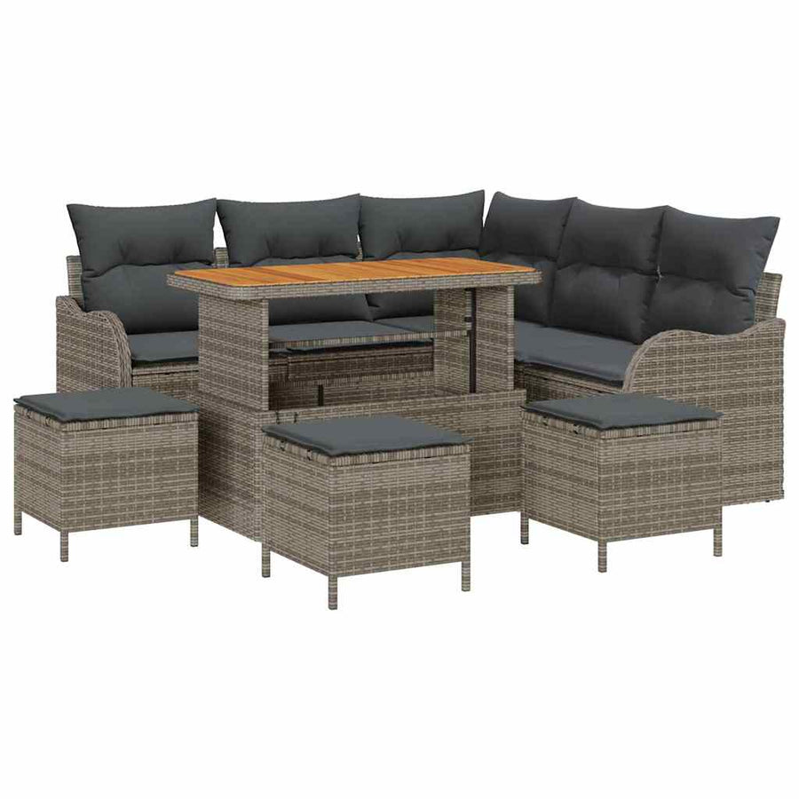 Tuin Sofa Set met kussen met opslag met kussen 9 pcs Grijs