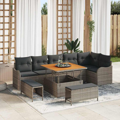 Tuin Sofa Set met kussen met opslag met kussen 9 pcs Grijs