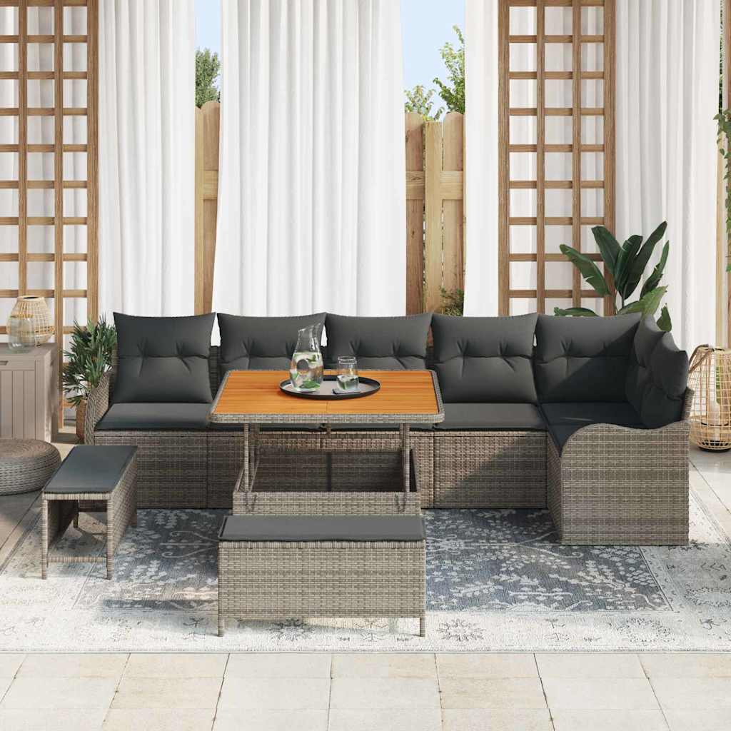 Tuin Sofa Set met kussen met opslag met kussen 9 pcs Grijs
