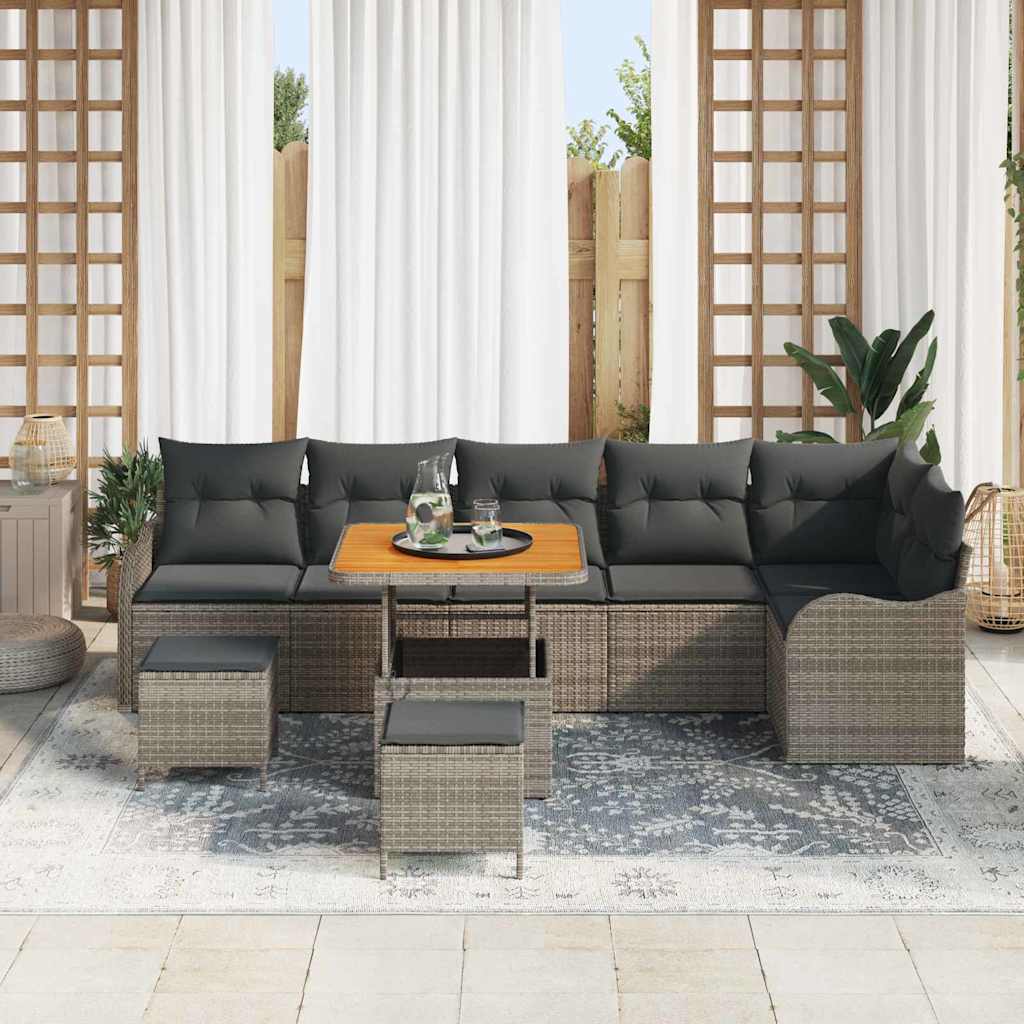 Tuin Sofa Set met kussen met opslag met kussen 9 pcs Grijs
