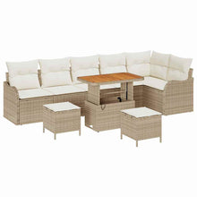 Tuin Sofa Set met kussen met opslag 9 pcs Beige en Crème