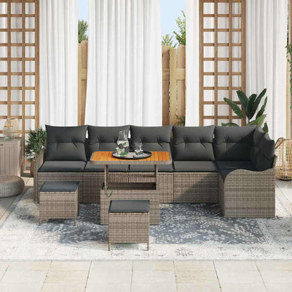 Tuin Sofa Set met kussen met opslag met kussen 9 pcs Grijs
