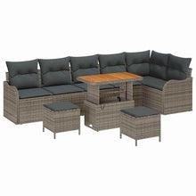 Tuin Sofa Set met kussen met opslag met kussen 9 pcs Grijs