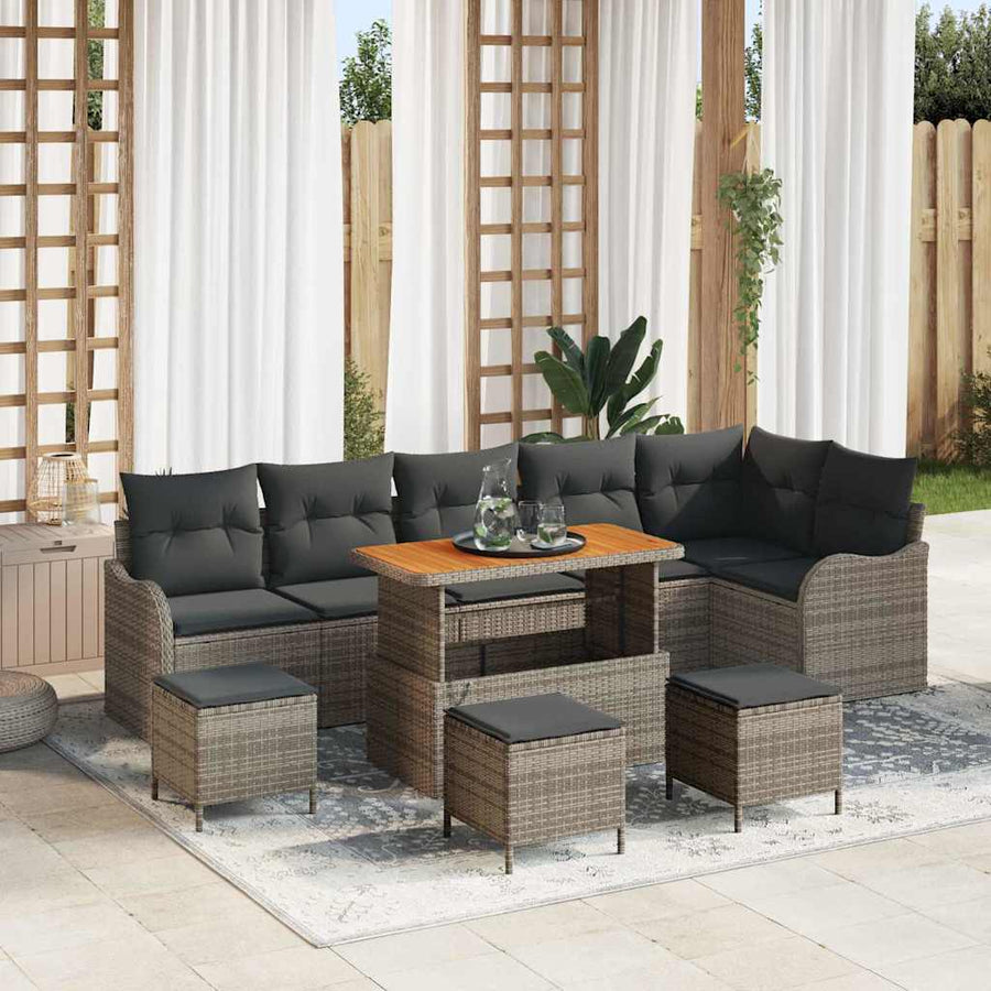 Tuin Sofa Set met kussen met opslag met kussen 10 pcs Grijs