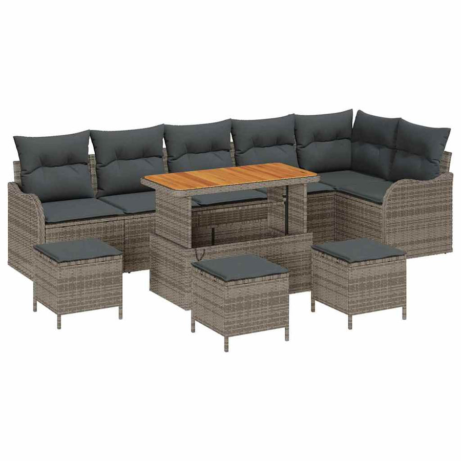 Tuin Sofa Set met kussen met opslag met kussen 10 pcs Grijs