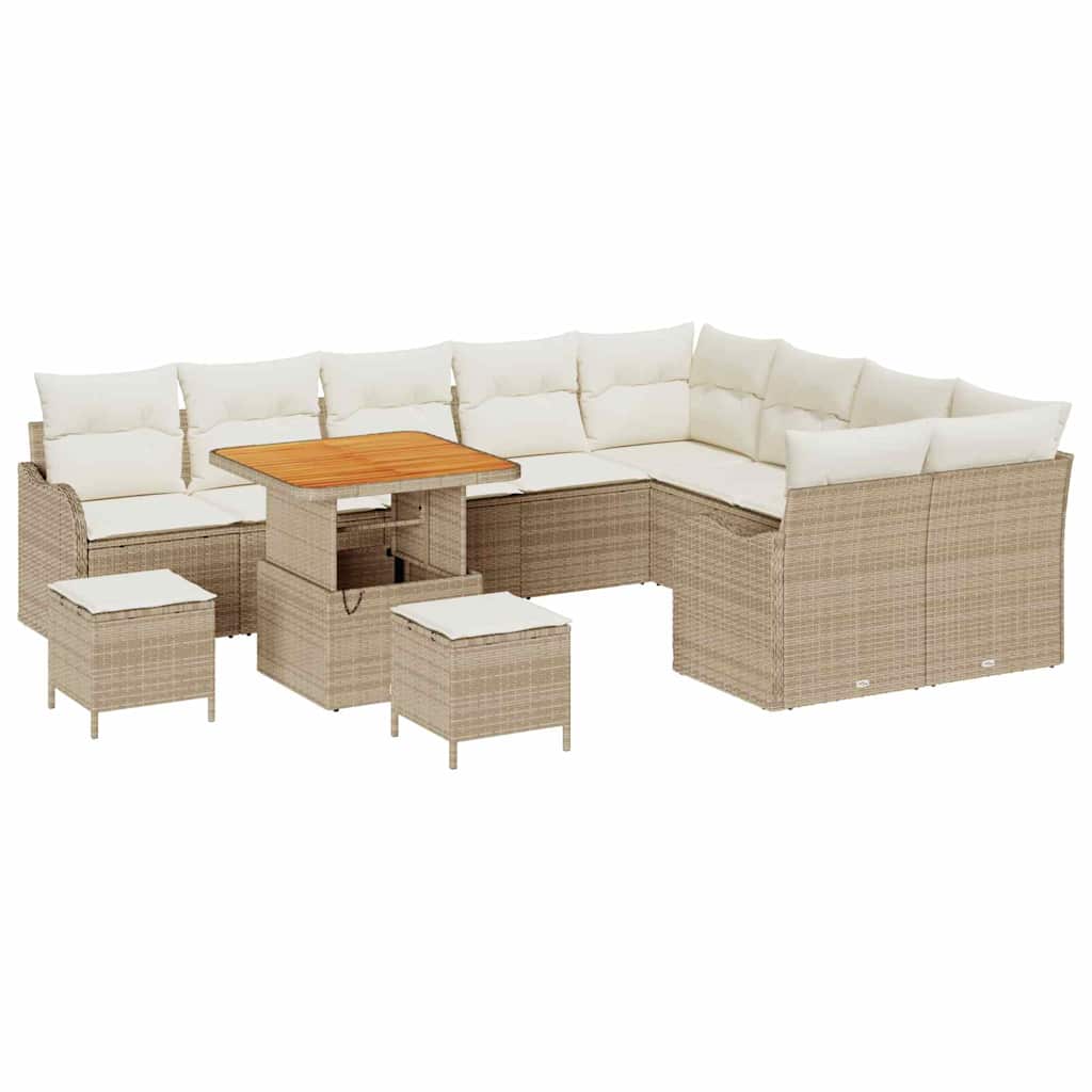 Tuin Sofa Set met kussen met opslag 12 pcs Beige en Crème