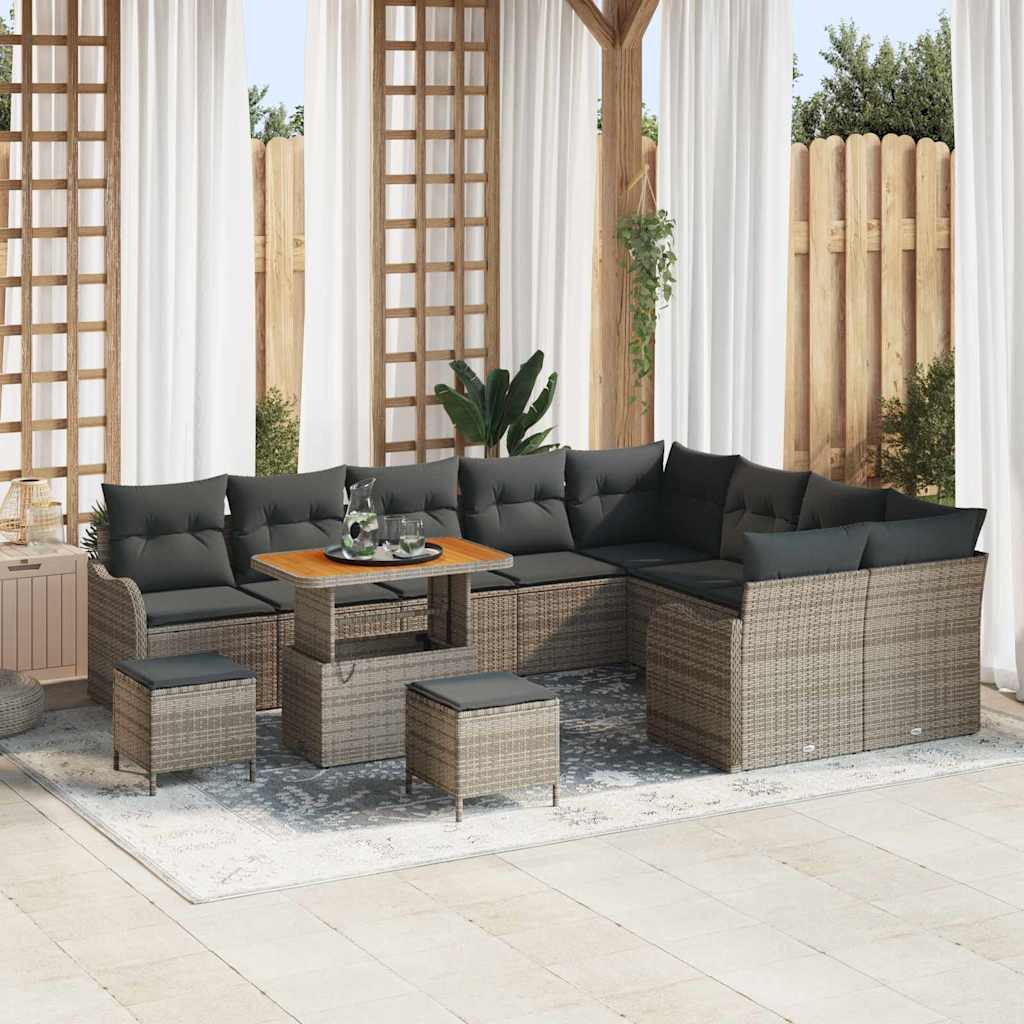 Tuin Sofa Set 12 st 11-Aantal zitplaatsen Grijs