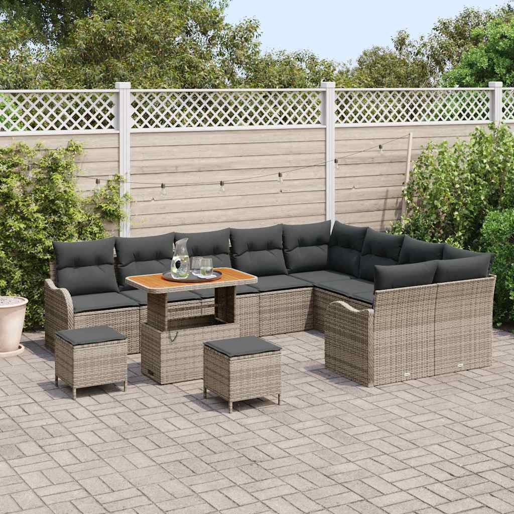 Tuin Sofa Set 12 st 11-Aantal zitplaatsen Grijs