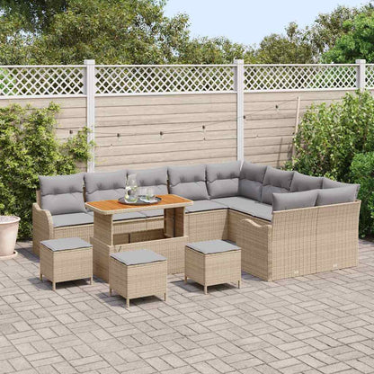 Tuin Sofa Set met kussen met opslag 13 pcs Beige en Licht Grijs