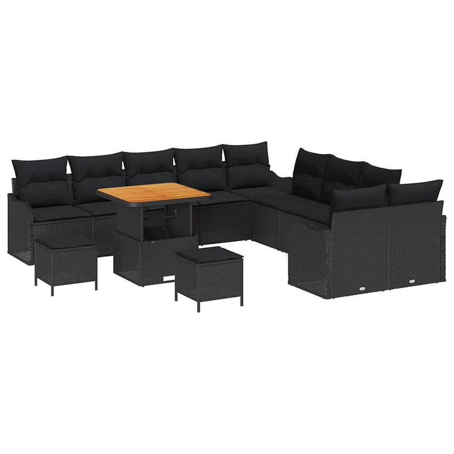 Tuin Sofa Set met kussen met opslag met kussen 13 pcs Zwart