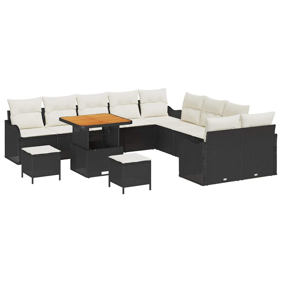 Tuin Sofa Set met kussen met opslag 13 pcs Zwart en Crème