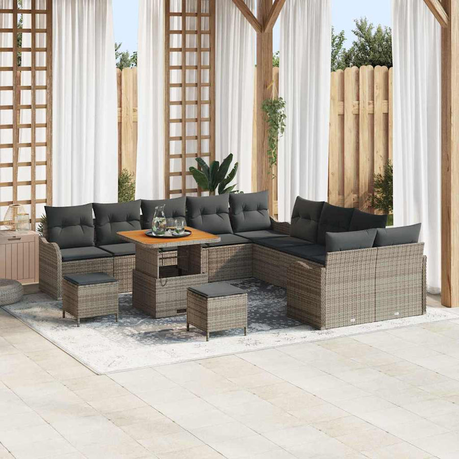 Tuin Sofa Set met kussen met opslag met kussen 13 pcs Grijs