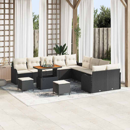 Tuin Sofa Set met kussen met opslag 13 pcs Zwart en Crème
