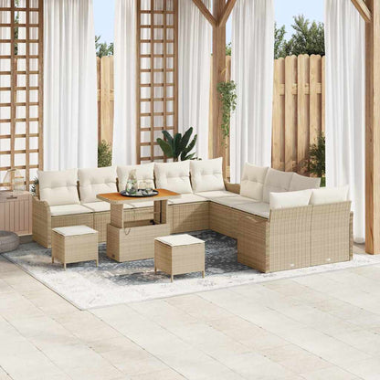 Tuin Sofa Set met kussen met opslag 13 pcs Beige en Crème