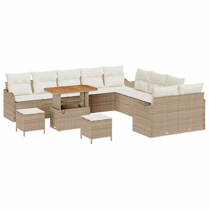Tuin Sofa Set met kussen met opslag 13 pcs Beige en Crème