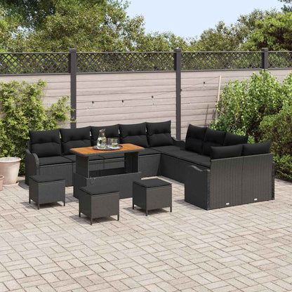Tuin Sofa Set met kussen met opslag met kussen 14 pcs Zwart