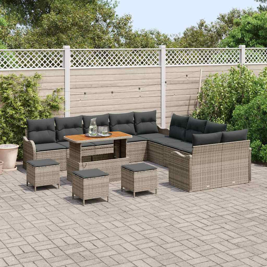 Tuin Sofa Set met kussen met opslag met kussen 14 pcs Grijs
