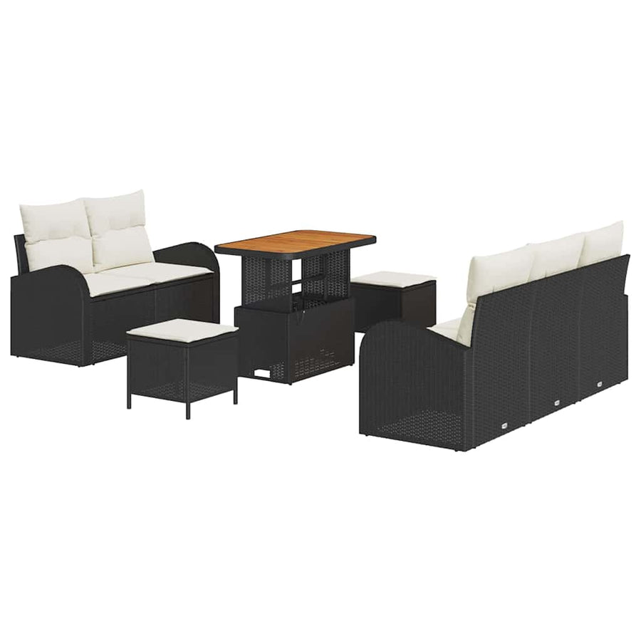 Tuin Sofa Set met kussen met opslag 8 pcs Zwart en Crème