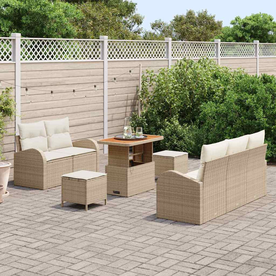 Tuin Sofa Set met kussen met opslag 8 pcs Beige en Crème