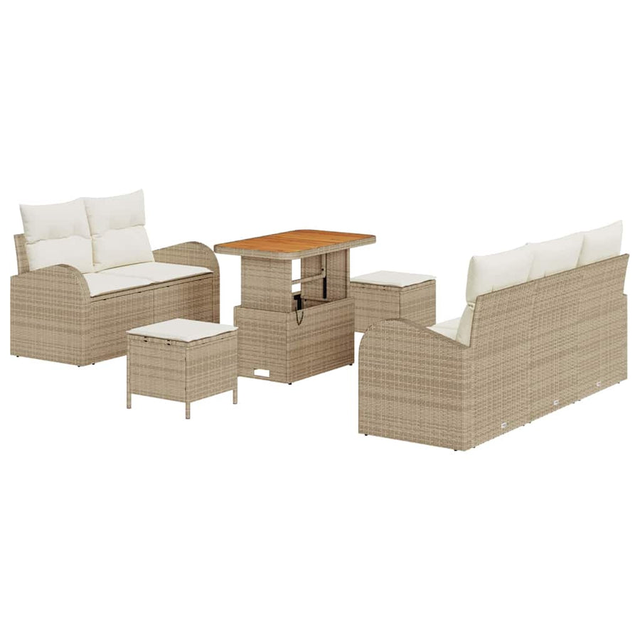 Tuin Sofa Set met kussen met opslag 8 pcs Beige en Crème