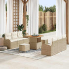 Garden Sofa Set with Cushion and Storage 9 pcs Beige and Cream