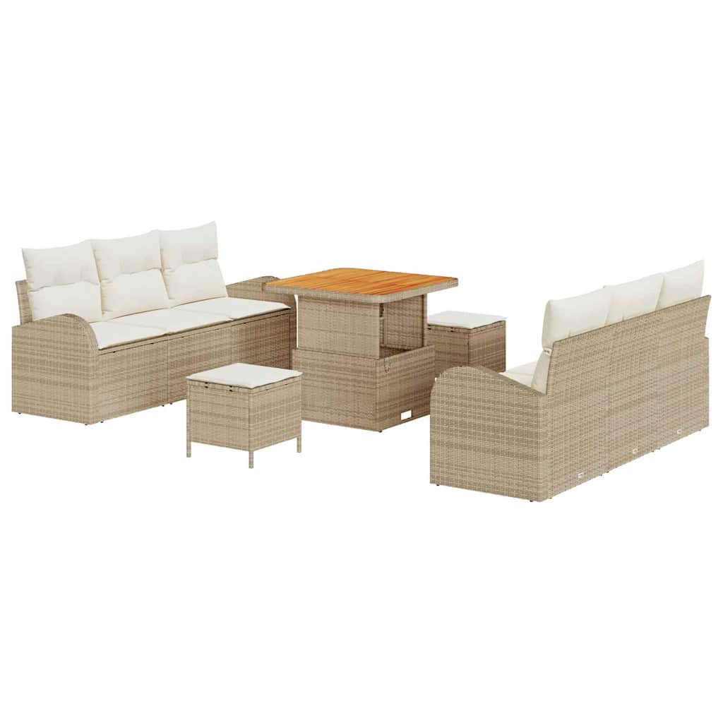 Tuin Sofa Set met kussen met opslag 9 pcs Beige en Crème