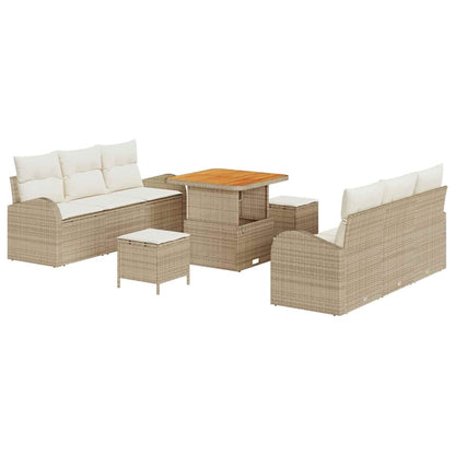 Tuin Sofa Set met kussen met opslag 9 pcs Beige en Crème