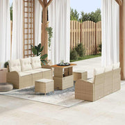 Tuinset 9-delig polyrattan acaciahout beige crème