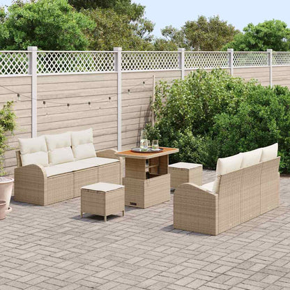 Tuin Sofa Set met kussen met opslag 9 pcs Beige en Crème