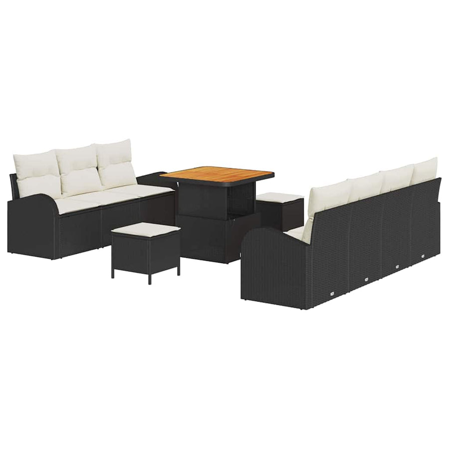 Tuin Sofa Set met kussen met opslag 10 pcs Zwart en Crème