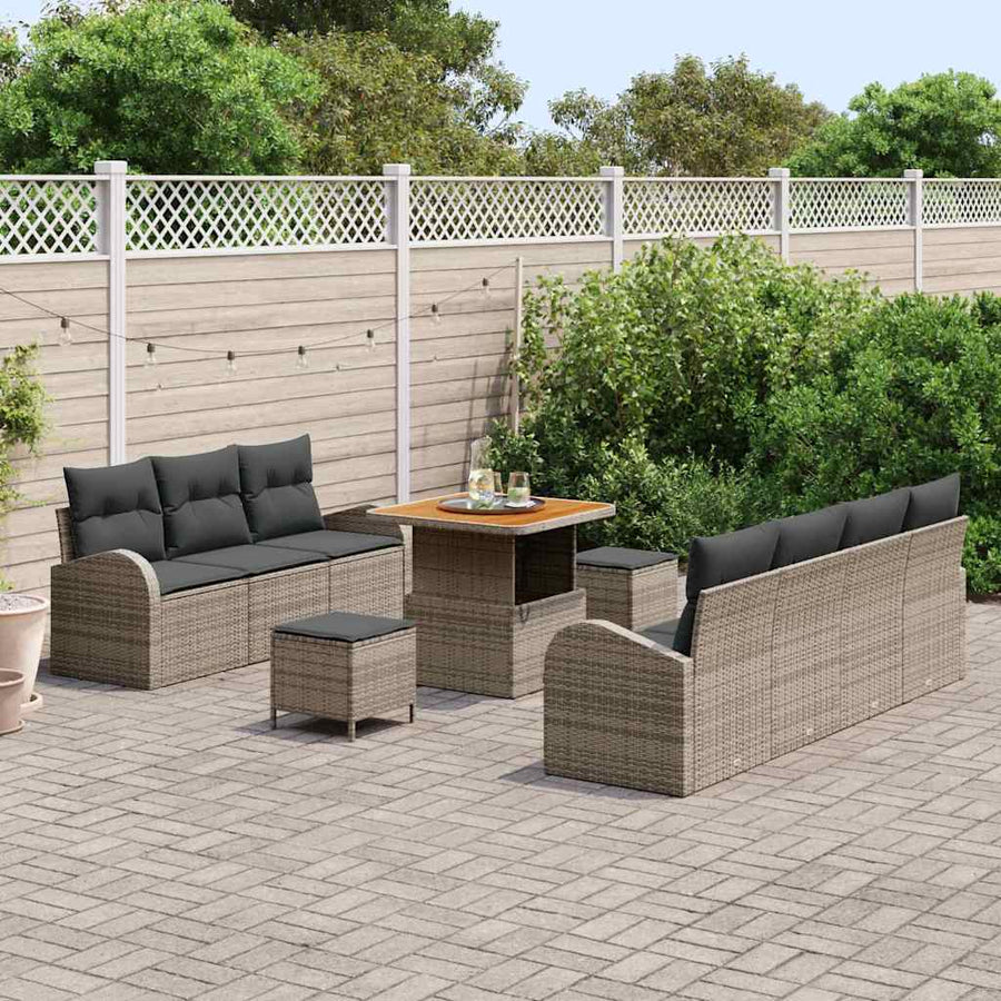 Tuin Sofa Set met kussen met opslag met kussen 10 pcs Grijs