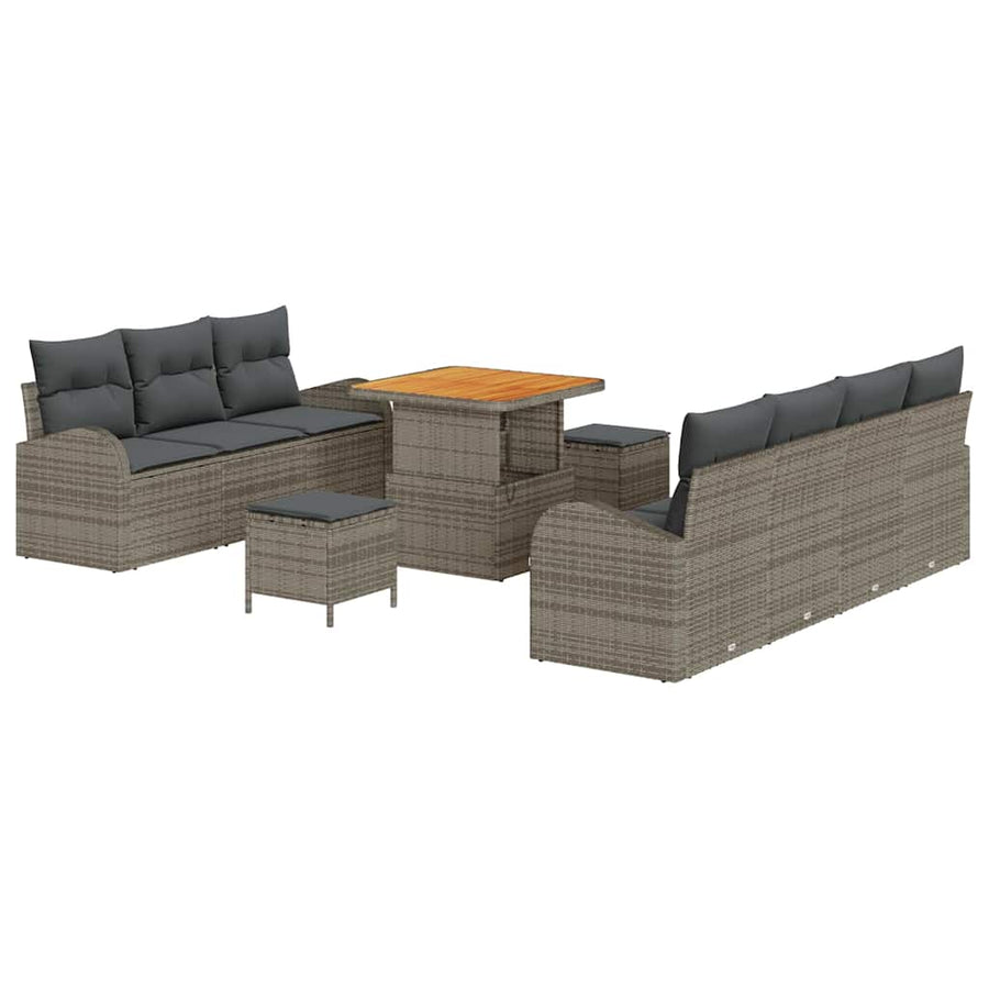 Tuin Sofa Set met kussen met opslag met kussen 10 pcs Grijs