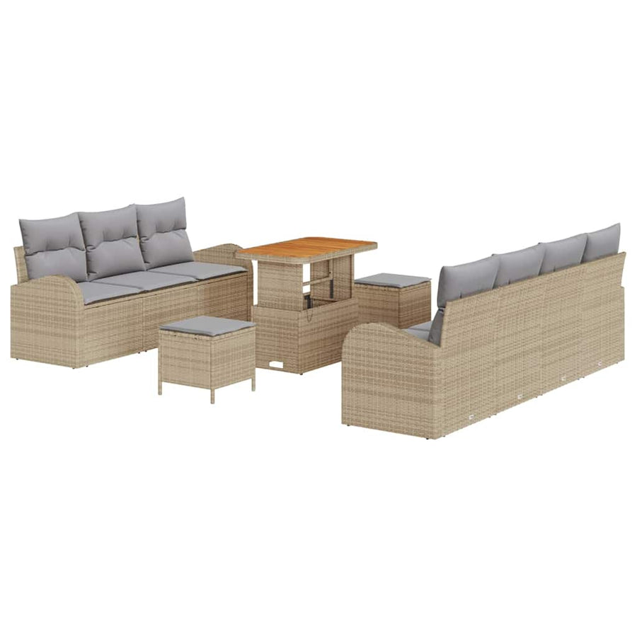 Tuin Sofa Set met kussen met opslag 10 pcs Beige en Licht Grijs