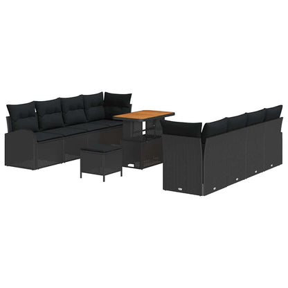 Tuin Sofa Set met kussen met opslag met kussen 11 pcs Zwart
