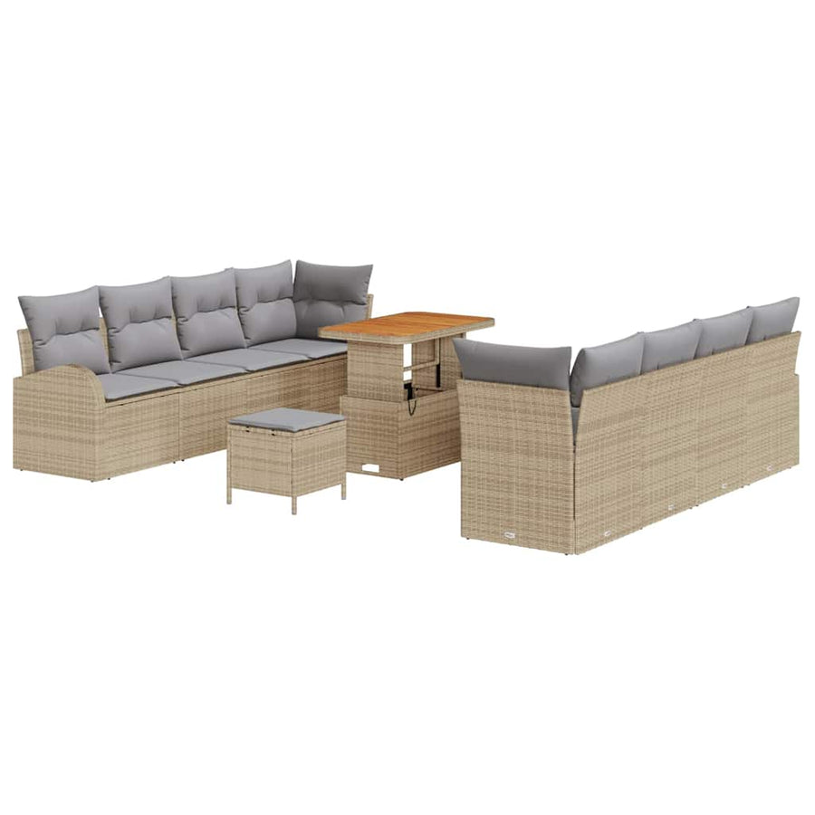 Tuin Sofa Set met kussen met opslag 11 pcs Beige en Licht Grijs