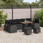 Loungeset polyrattan acaciahout zwart 10-delig