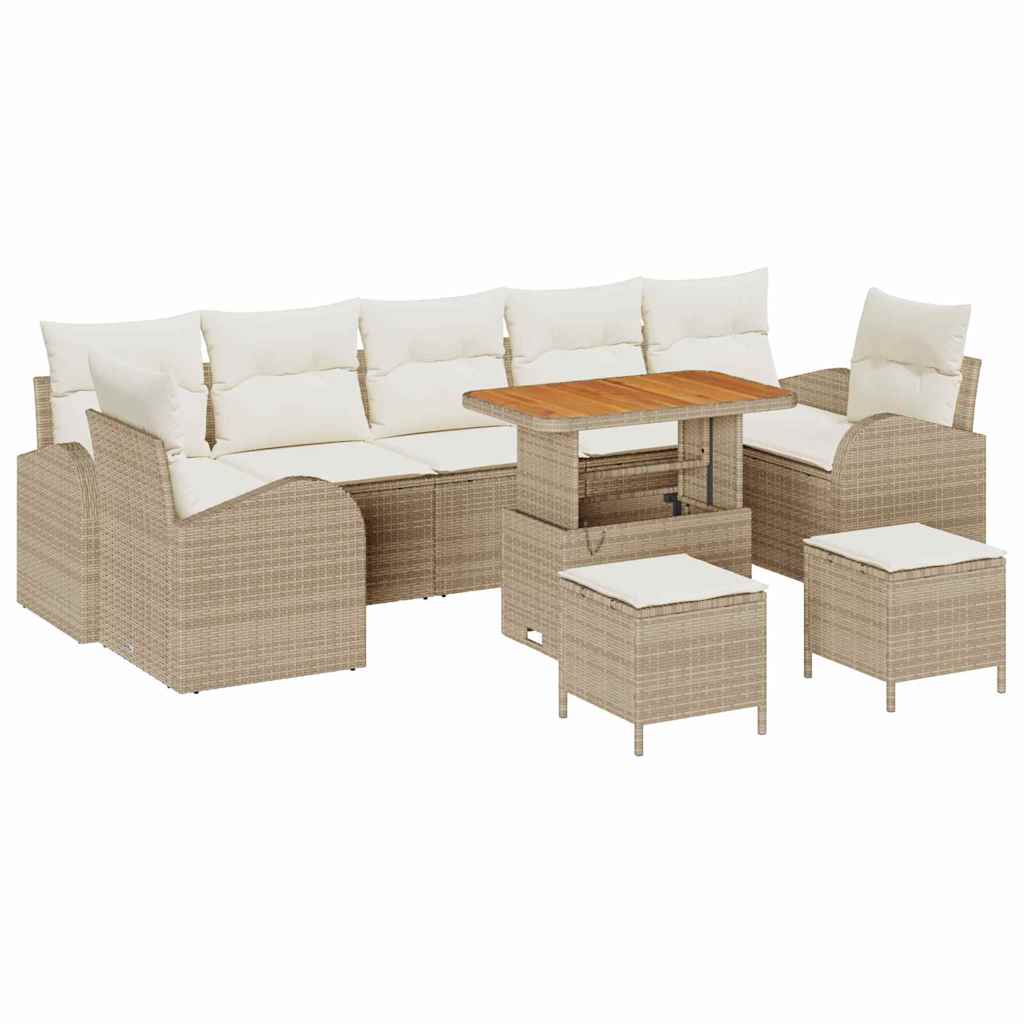 Tuin Sofa Set met kussen met opslag 10 pcs Beige en Crème