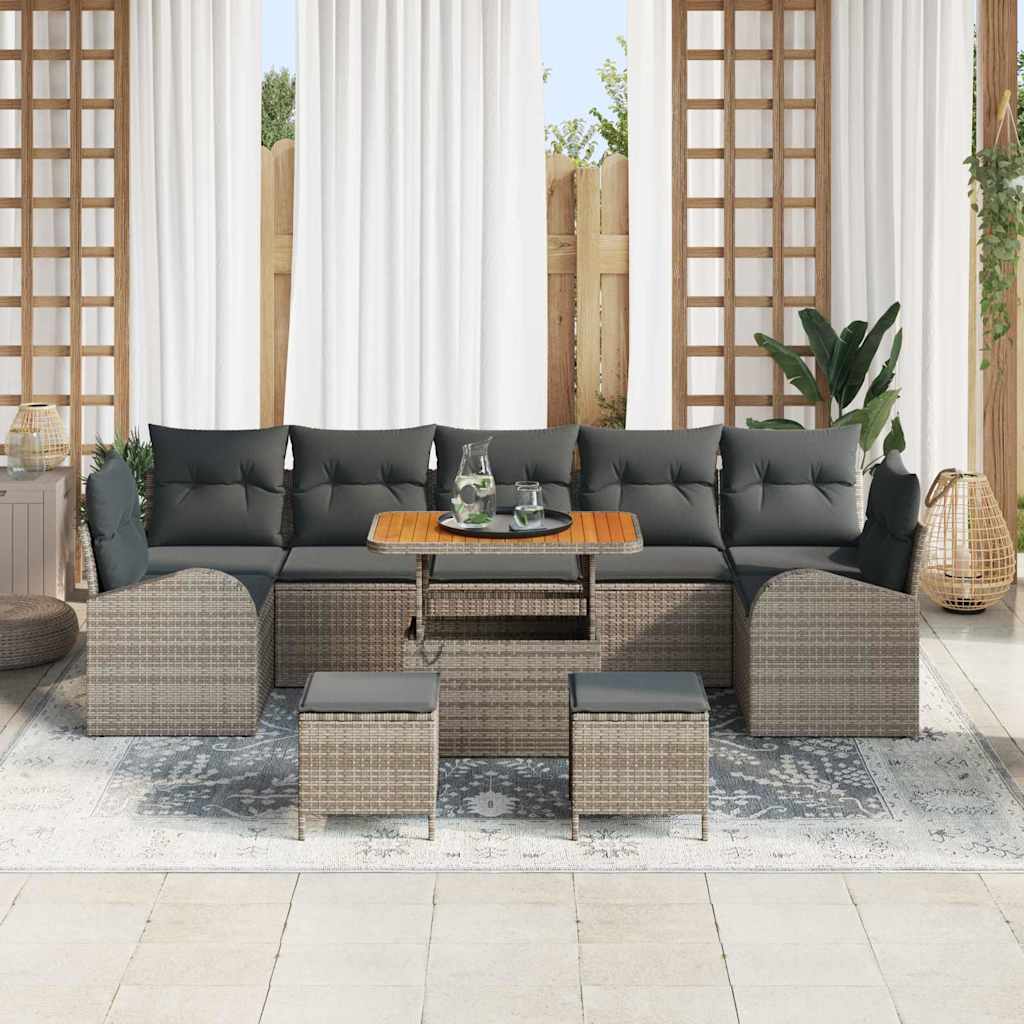 Tuin Sofa Set met kussen met opslag met kussen 10 pcs Grijs