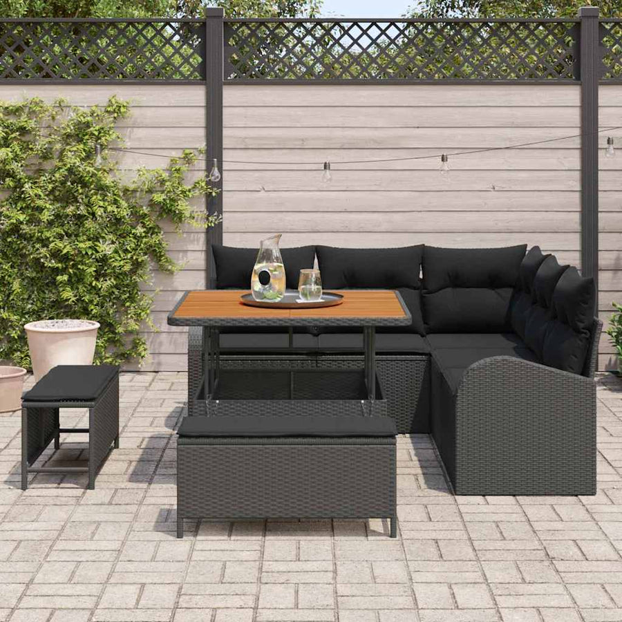 Tuin Sofa Set met kussen met opslag met kussen 8 pcs Zwart