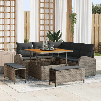 Tuin Sofa Set met kussen met opslag met kussen 8 pcs Grijs