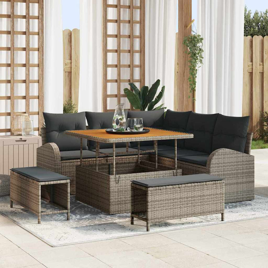 Tuin Sofa Set met kussen met opslag met kussen 8 pcs Grijs