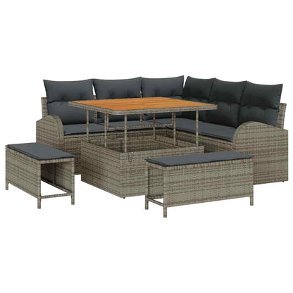 Tuin Sofa Set met kussen met opslag met kussen 8 pcs Grijs