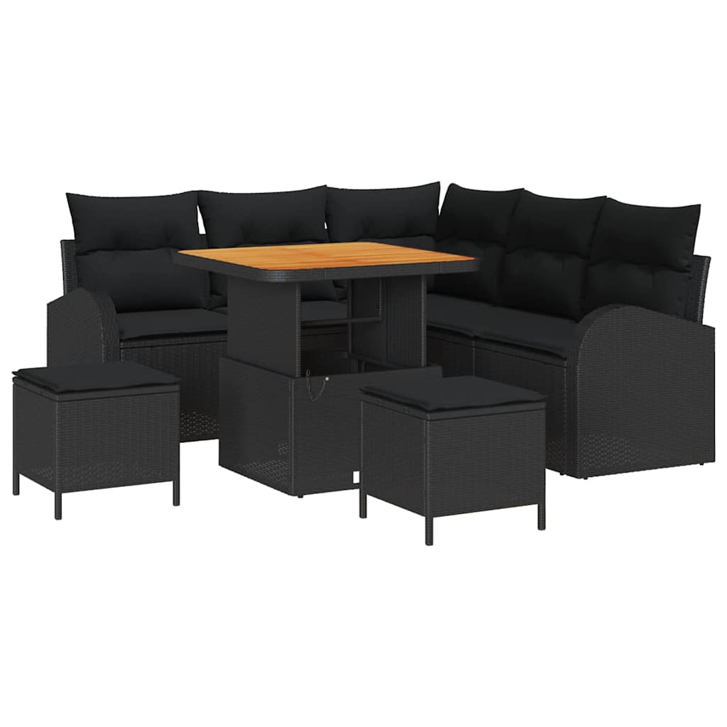 Tuin Sofa Set met kussen met opslag met kussen 8 pcs Zwart