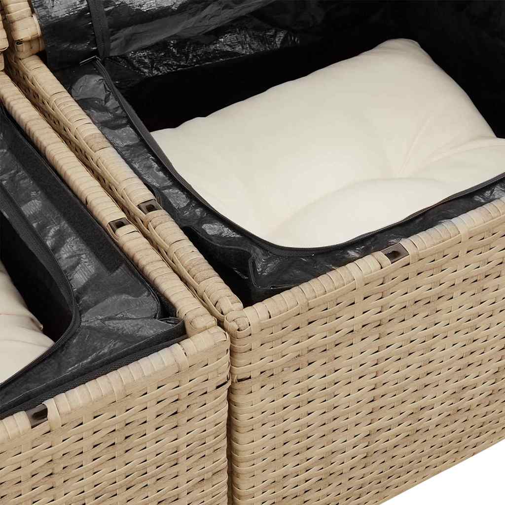 Tuin Sofa Set met kussen met opslag 8 pcs Beige en Crème