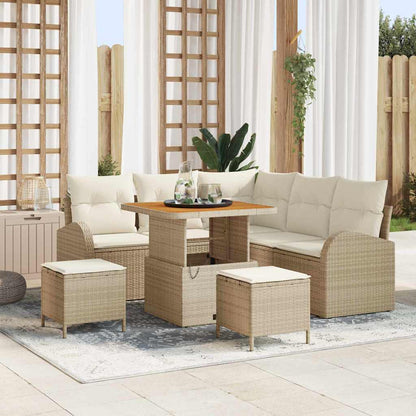 Tuin Sofa Set met kussen met opslag 8 pcs Beige en Crème