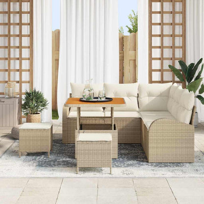 Tuin Sofa Set met kussen met opslag 8 pcs Beige en Crème