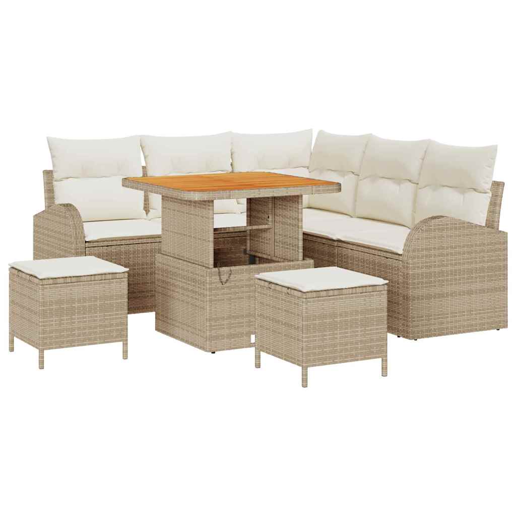 Tuin Sofa Set met kussen met opslag 8 pcs Beige en Crème