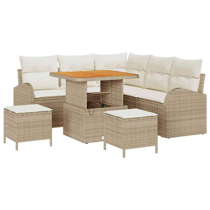 Tuin Sofa Set met kussen met opslag 8 pcs Beige en Crème